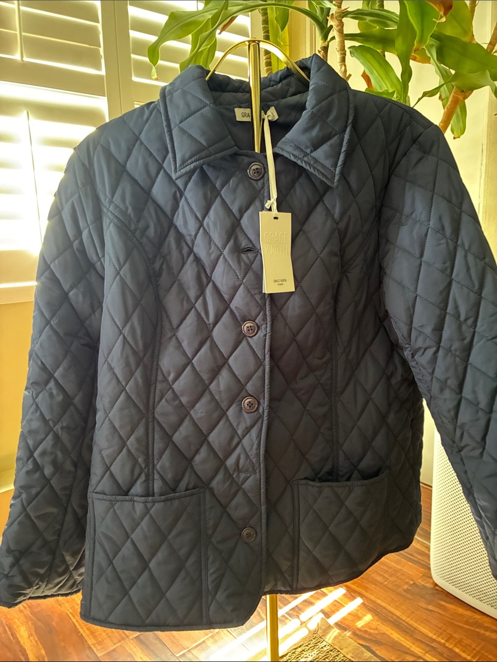 Grace Karin Navy Quilted Puffer Jacket